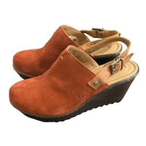Born BOC May Leather Suede Clogs New 70s Retro Boho Platform Wedge